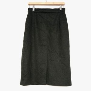 Vintage Your 6th Sense Medium Skirt Midi wool Dark Green Back& front Slit High
